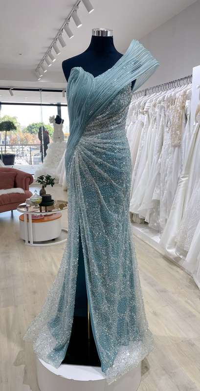 Light blue spiral detail dress
