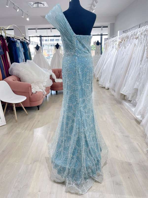 Light blue spiral detail dress