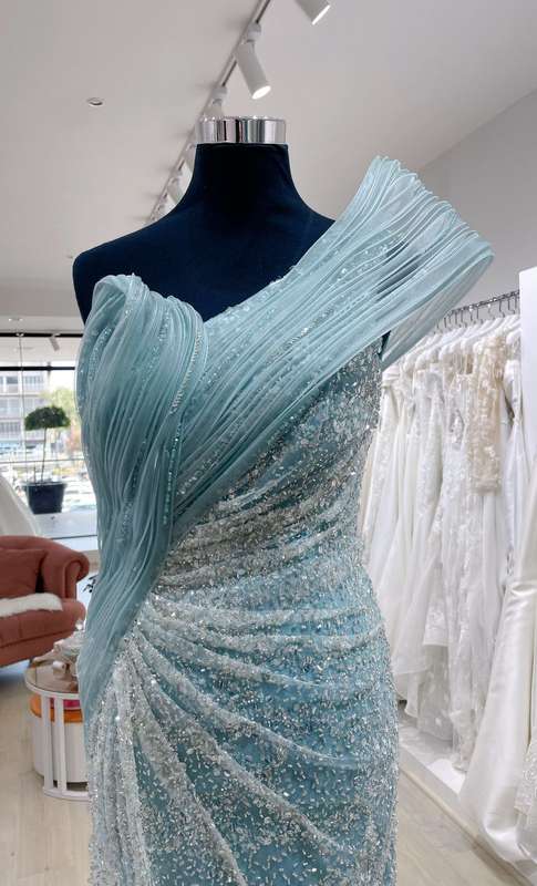 Light blue spiral detail dress