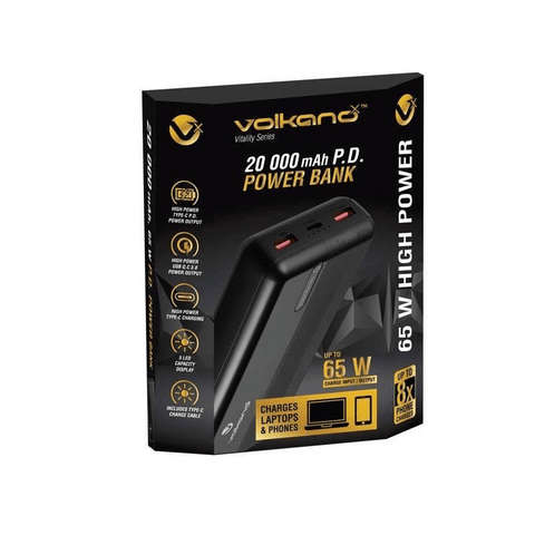 Volkano Vitality Series 65W 20,000 mAh Type c Laptop Power Bank