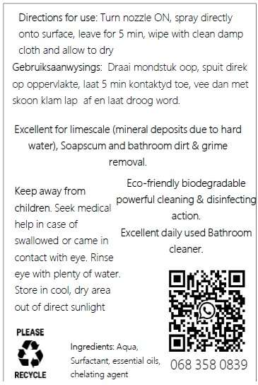 Bathroom Spray cleaner Geranium & Sweet Orange 750ml