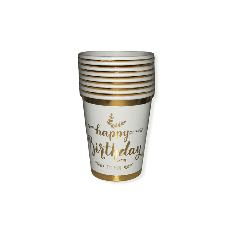 Gold Shiny Happy Birthday Cups