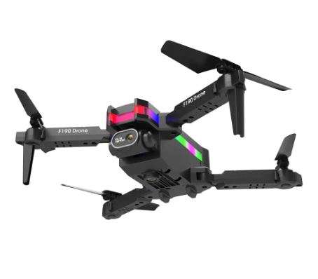 F190 DRONE WITH 4K DUAL CAMERA F/2.15 100 FOV LED NIGHT FLIGHT FOLDABLE MINI DRONE