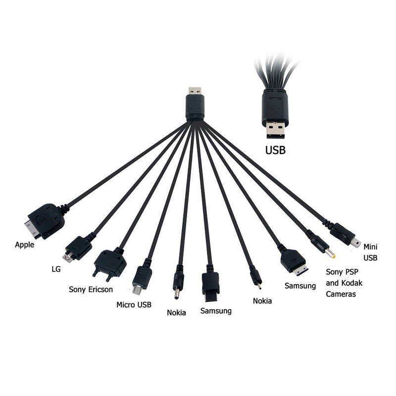Universal 10 in 1 Multi USB Cable Car Charger for Mobile Phone