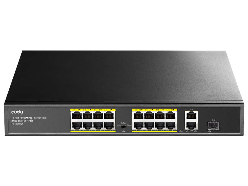 Cudy 16 Port Fast Ethernet PoE 190W 2 Gigabit 1SFP Switch | FS1018PS1