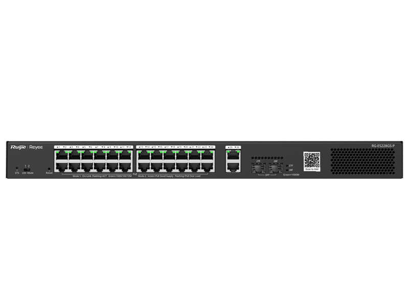 Reyee 26 Port Gigabit with 24 PoE 370W 2SFP Smart Managed Switch | RG-ES228GS-P