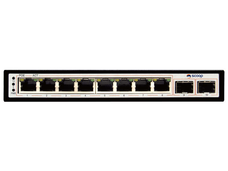 Scoop 8 Port Gigabit AI PoE 96W 2SFP Switch