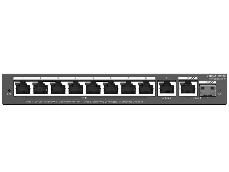Reyee 10 Port Gigabit with 8 PoE 120W 1SFP Combo Port Smart Managed Switch | RG-ES210GS-P