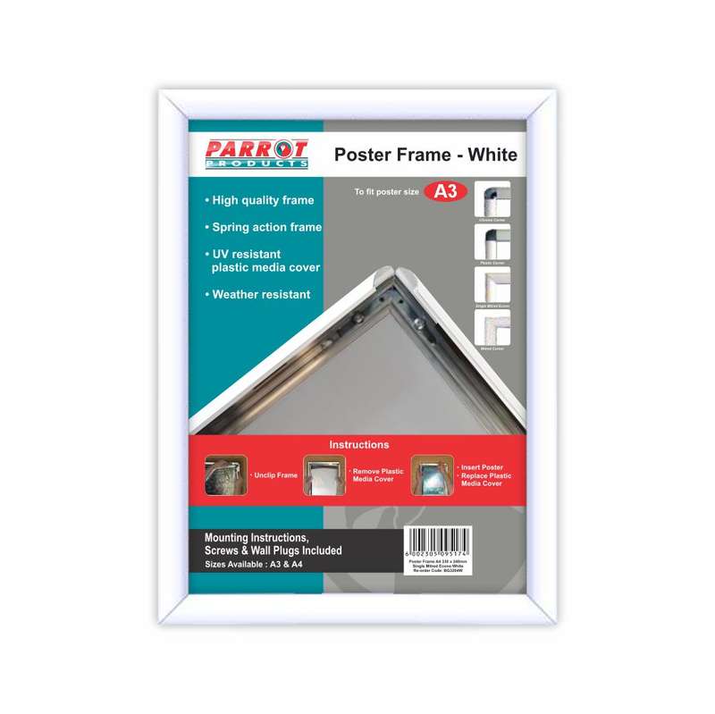 POSTER FRAME A3 450*330MM SINGLE MITRED ECONO WHITE