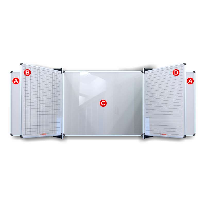 Educational Board Magnetic Whiteboard (1220*1210 - Squares and Lines - Swing Leaf - Option B)