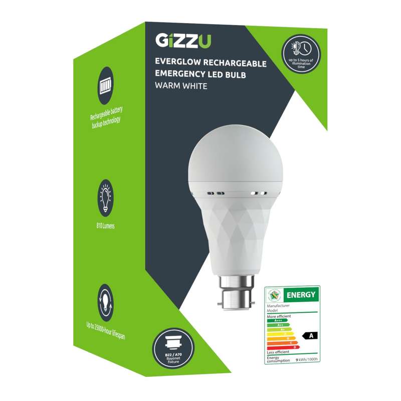 Gizzu Everglow Rechargeable Warm White Emergency LED Bulb - Bayonett