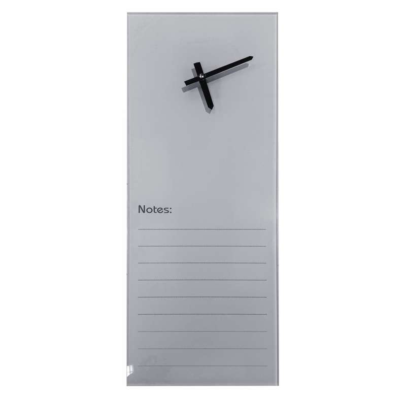 Glass Clock With Notes (200 x 580mm - Grey)