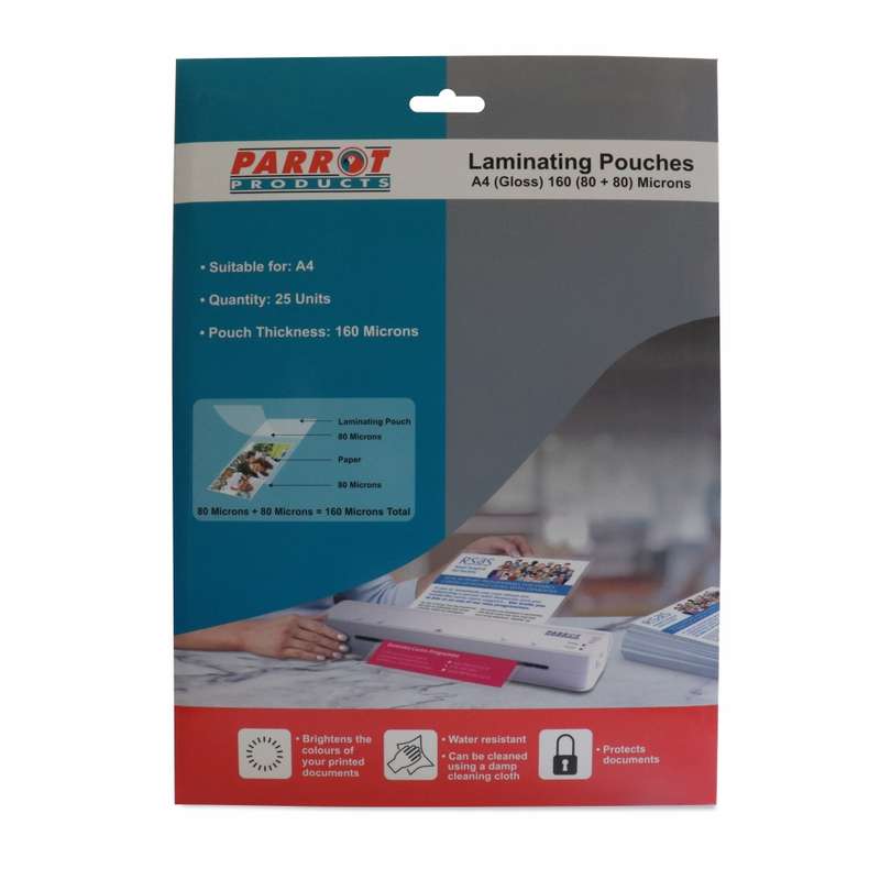 Laminating Pouches (A4 - Gloss -  220x310mm - 160 (80+80) Microns - Pack 25)