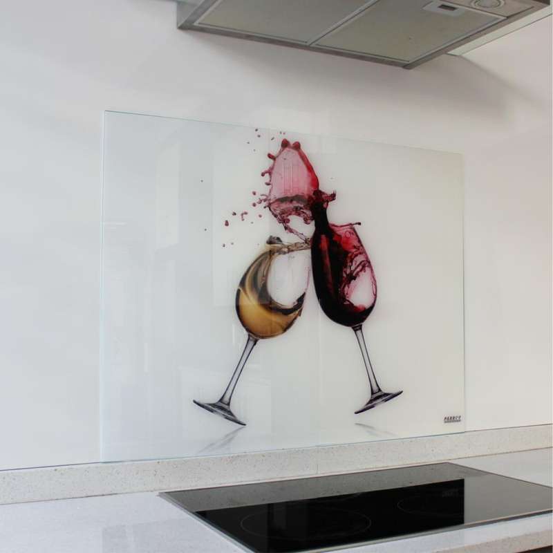 Decorative Glass Wall Tile (898 x 700 x 6mm) Wine Glasses