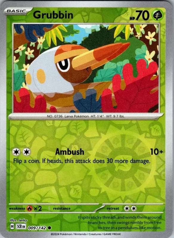 Grubbin Reverse Holo 009/142 - Pokemon Stellar Crown