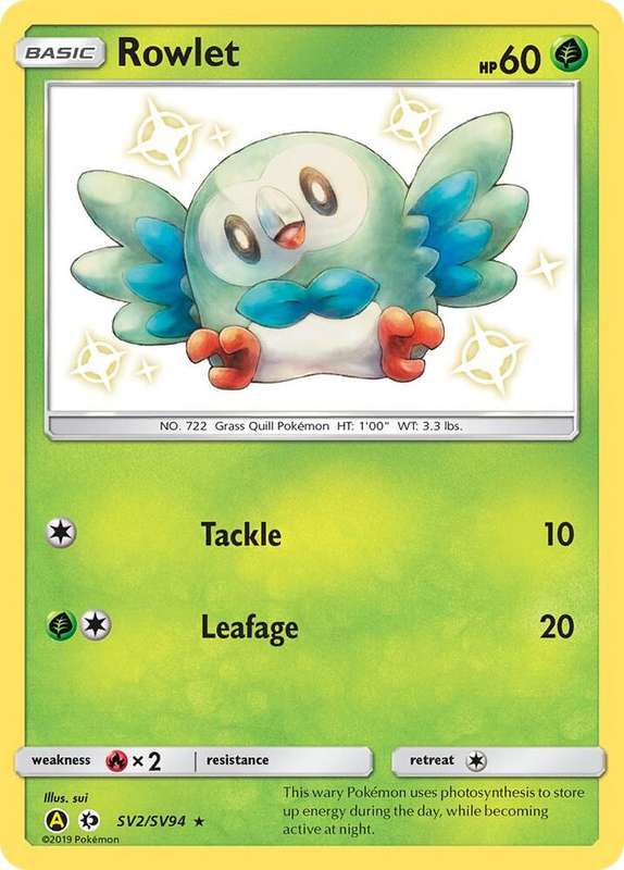 Rowlet SV2/SV94 - Pokemon Hidden Fates Shiny Vault