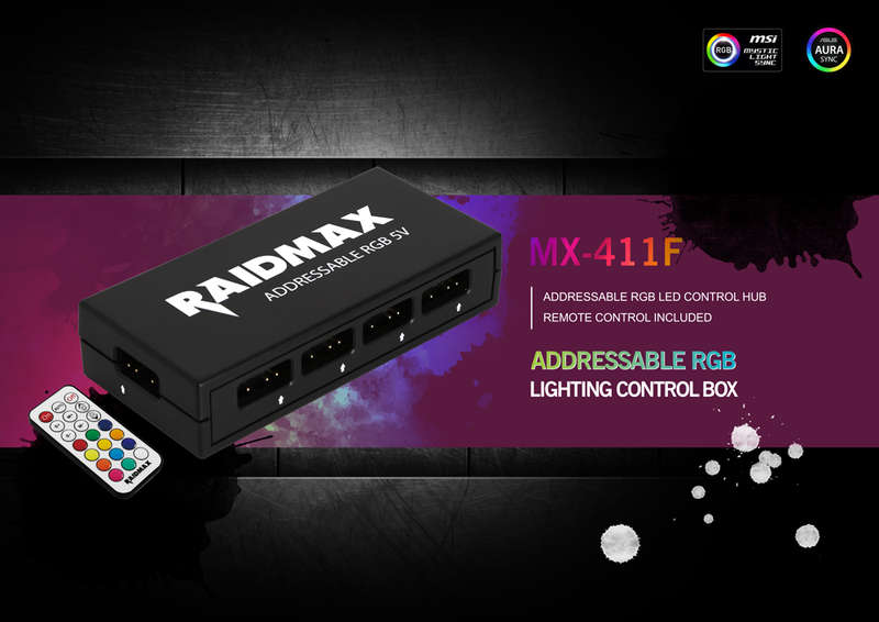 Raidmax MX-411F Adressable RGB LED 4 Port Controller | 4 Pin RGB Motherboard Connector - Raidmax