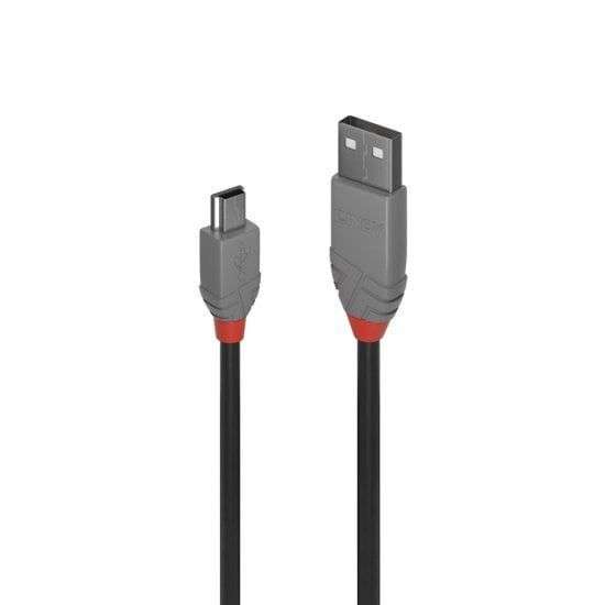 Lindy 36721 0.5m USB 2.0 Type A to Mini-B Cable, Anthra Line - Lindy