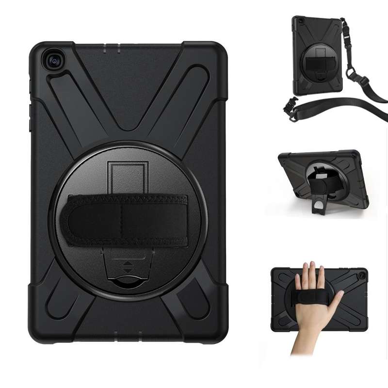 Tuff-Luv M916 Rugged Armour Case (Shoulder & Hand Strap) For Samsung 10.1" T510/T515 - Black -