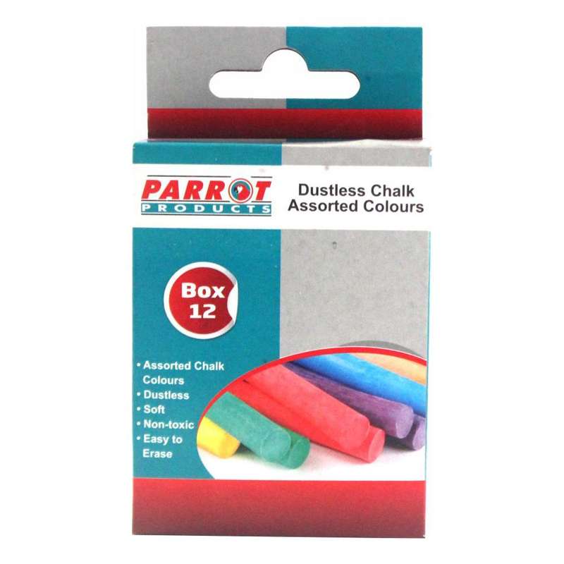 PARROT CHALK DUSTLESS BOX 12 ASSORTED - Parrot 0.10kg