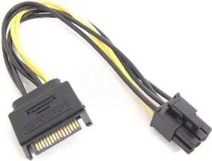 SATA Male 15 pin to 6 pin Power Cable