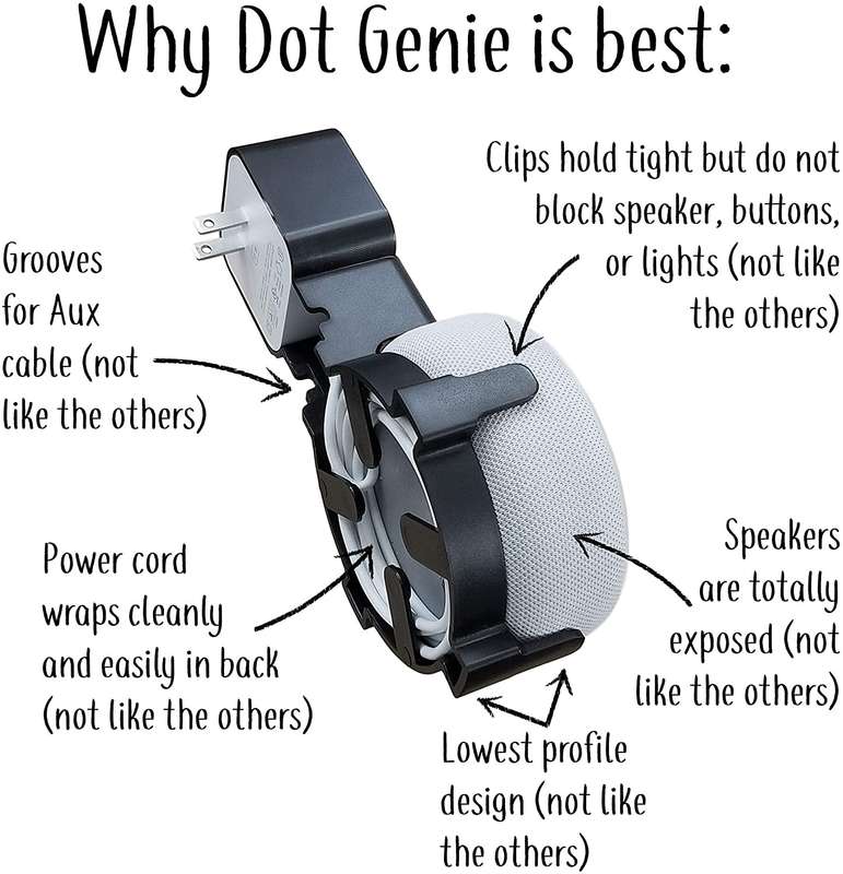 Dot Genie Amazon Echo Dot 3rd Gen Wall Mount Black