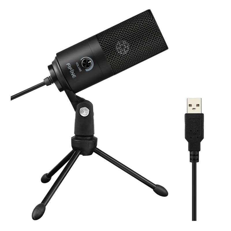 Fifine K669B Cardioid USB Condenser Microphone with Tripod - Black - Fifine