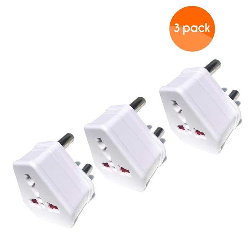 European USA UK Multi Plug to South African Power Converter - White - 3 pack