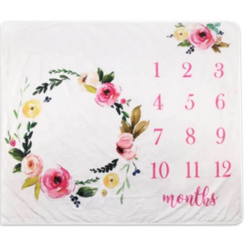Baby Milestone Blanket Pink Roses