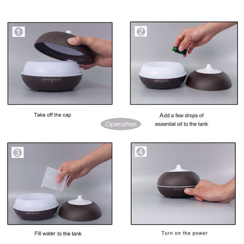 Aromatherapy Diffuser Electric Air Humidifier - 590g Ebony