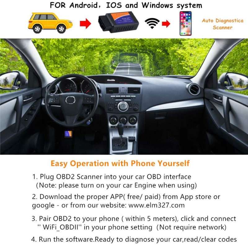 ELM327 OBD2 OBDII Bluetooth Car Auto Diagnostic Scanner & Adapter - 45g