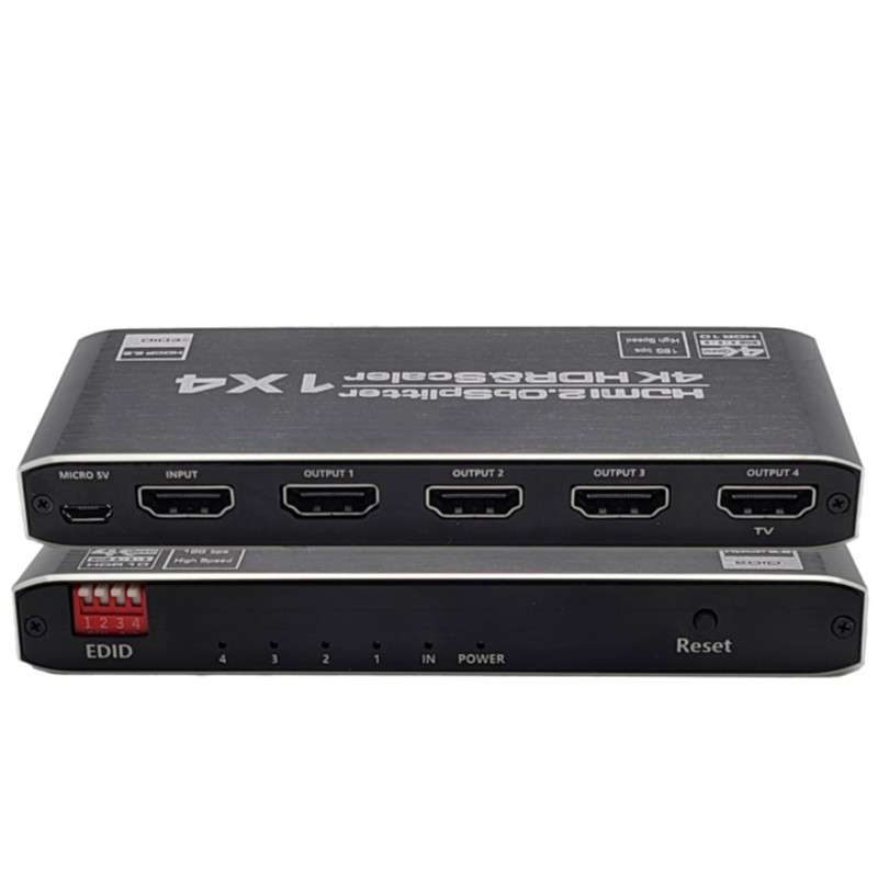 HDMI 4-Way Splitter 4K 60 Hz fps HDR HDCP 2.2 1x4 Scaler with EDID 120 Hz