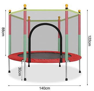 Toddler Kids Trampoline with protection net - Round RED - 8300g