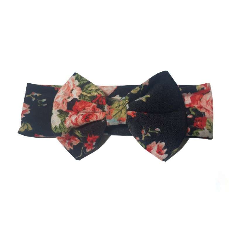 Child headband Black Floral 1