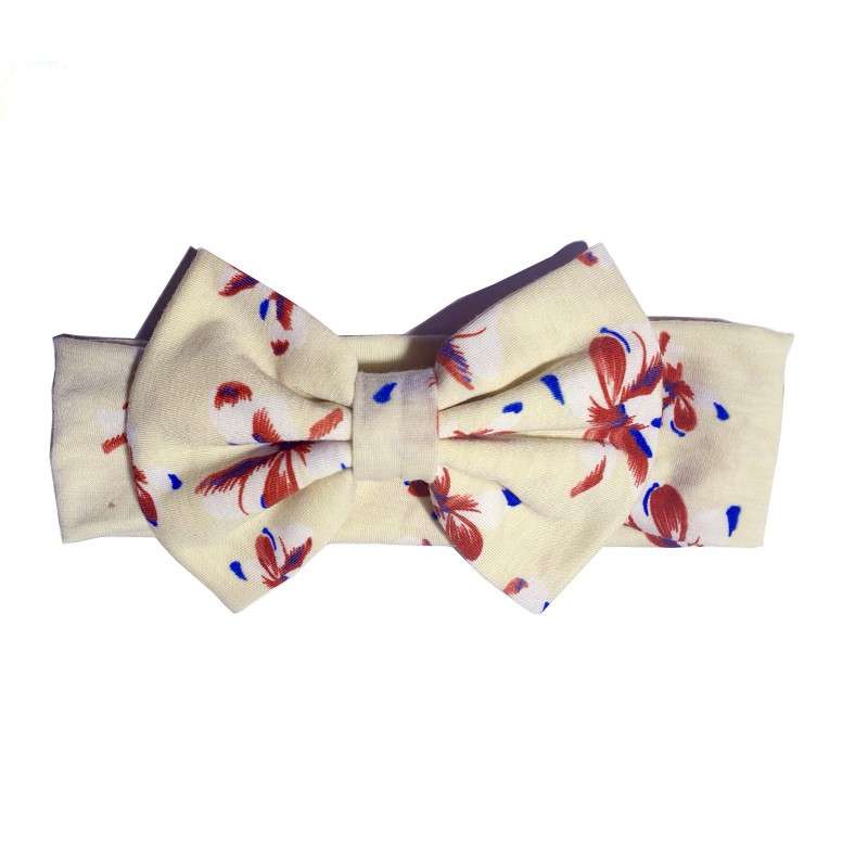 Child headband Cream and Red Floral