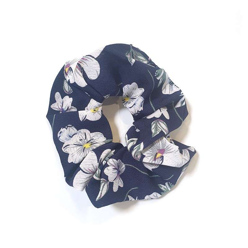 Hair Scrunchies Navy Floral.