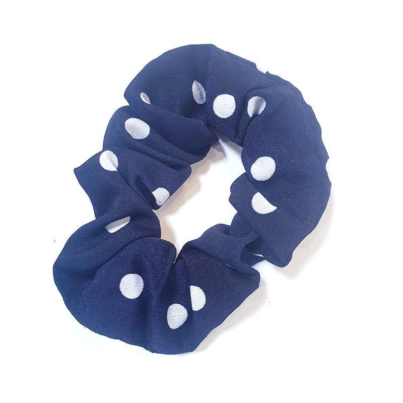 Hair Scrunchies Navy Spotted