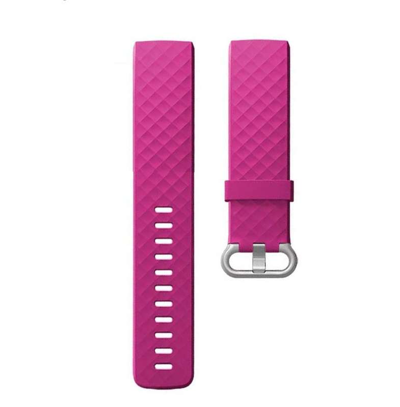 Fitbit Charge 4 Silicon Watch Strap with Plastic Buckle - Adjustable Replacement Strap Hot Pink S...