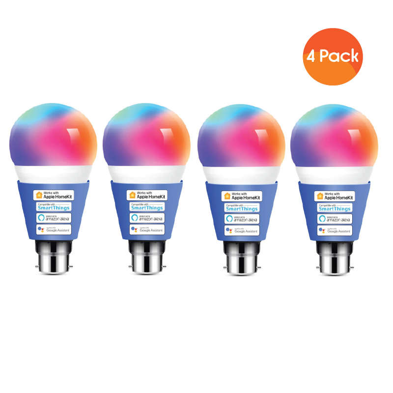 Meross Smart Wi-Fi LED 9W Bulb B22 (Bayonet) - Alexa/Google/Homekit Compatible - 4 Pack