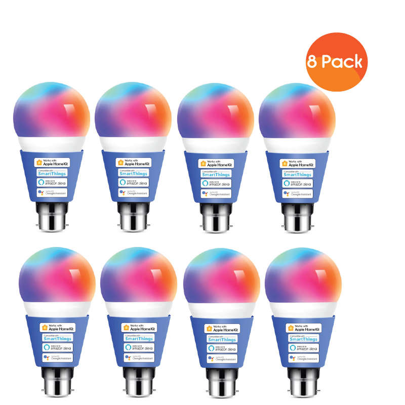 Meross Smart Wi-Fi LED 9W Bulb B22 (Bayonet) - Alexa/Google/Homekit Compatible - 8 Pack