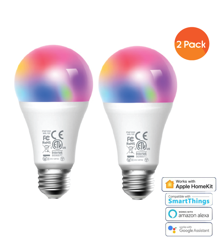 Meross Smart Wi-Fi LED 9W Bulb E27 (Screw in) - Alexa/Google/Homekit compatible - 2 Pack