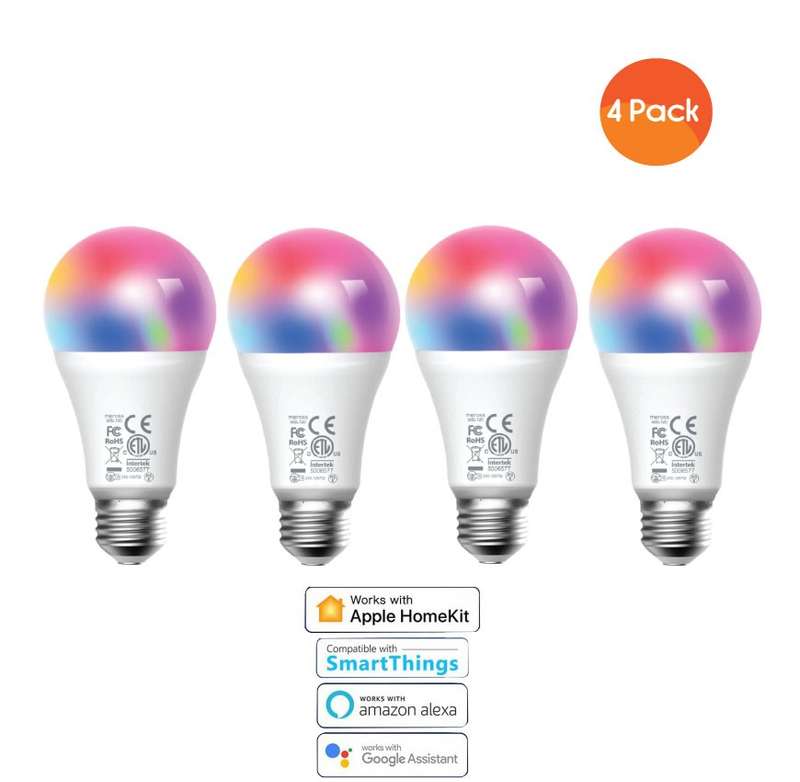 Meross Smart Wi-Fi LED 9W Bulb E27 (Screw in) - Alexa/Google/Homekit compatible - 4 Pack