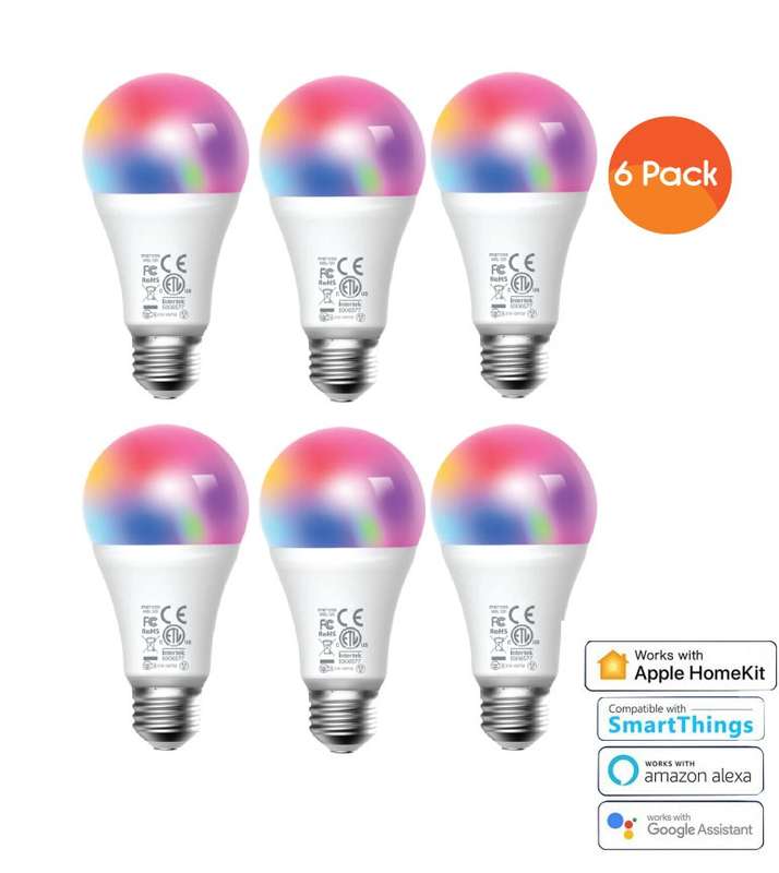 Meross Smart Wi-Fi LED 9W Bulb E27 (Screw in) - Alexa/Google/Homekit compatible - 6 Pack