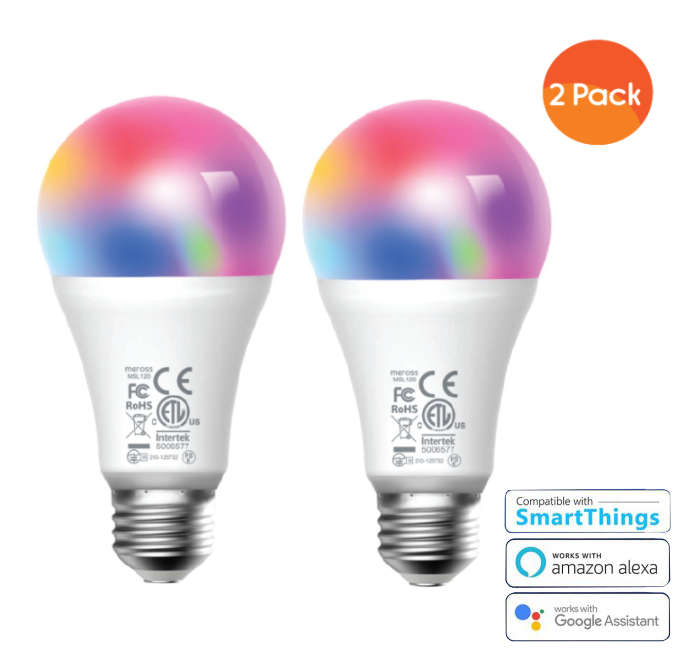 Meross Smart Wi-Fi LED 9W Bulb E27 (Screw in) - Alexa/Google compatible - 2 Pack