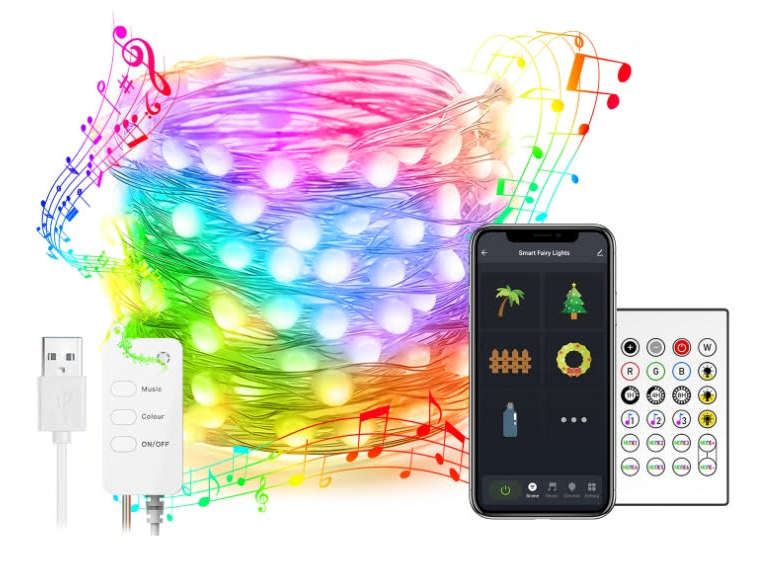 Smart Wifi+Bluetooth Fairy Lights - Alexa/Google Home enabled 10m