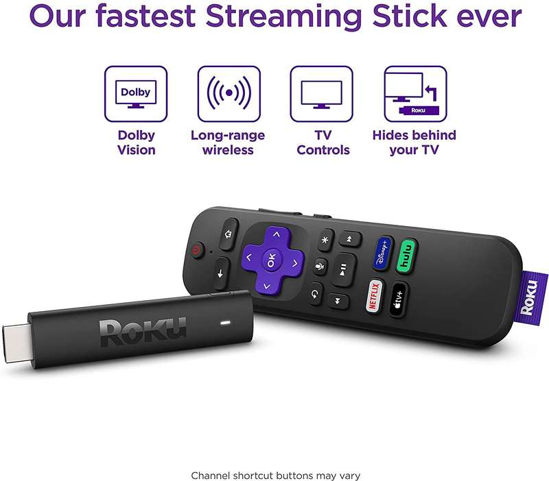Roku Streaming Stick 4K+ 2021 Dolby Vision with Roku Voice Remote and TV Controls