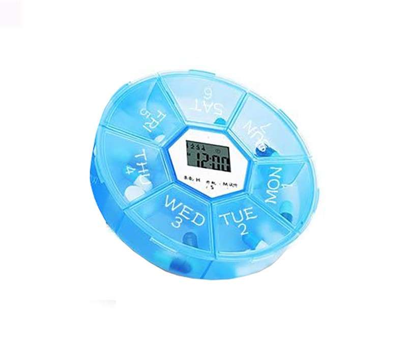 Pill Box Organizer with Electronic Timer (Round)