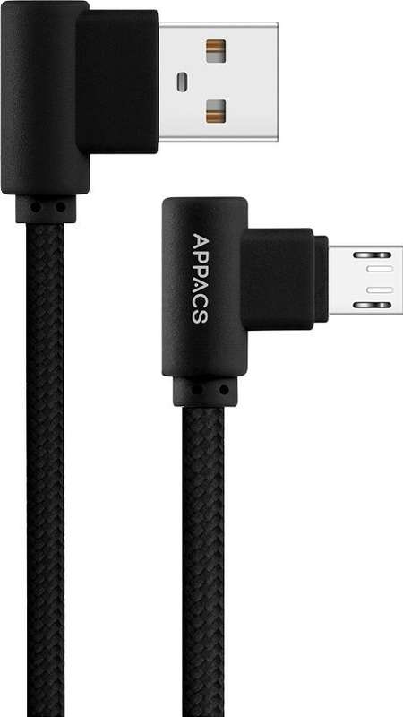 Appacs U180 Right Angle Data Cable - Micro-USB Black