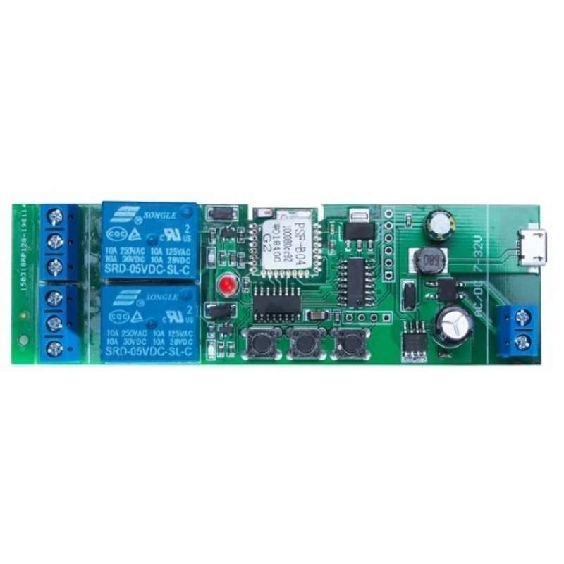 EWELINK WiFi 2 Channel Inching Relay Momentary/Self-Locking/Interlock Switch Module (ST-DC2)