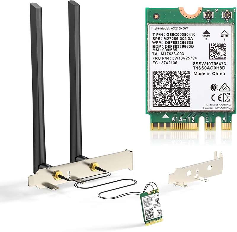 Intel Wi-Fi 6 AX210 Gig+ with Antenna Kit